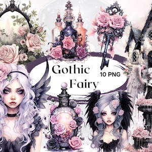 Watercolor Gothic Fairy Clipart 10 PNG Files Fantasy Clipart Halloween ...