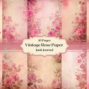 Vintage rosas papel Digital rosa rosas Scrapbooking viejo papel basura diario papel Vintage viejo rosas papel fondos