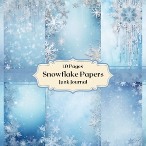 Watercolor snowflakes digital paper winter scrapbooking paper christmas journal paper first snowfall backgrounds blue winter