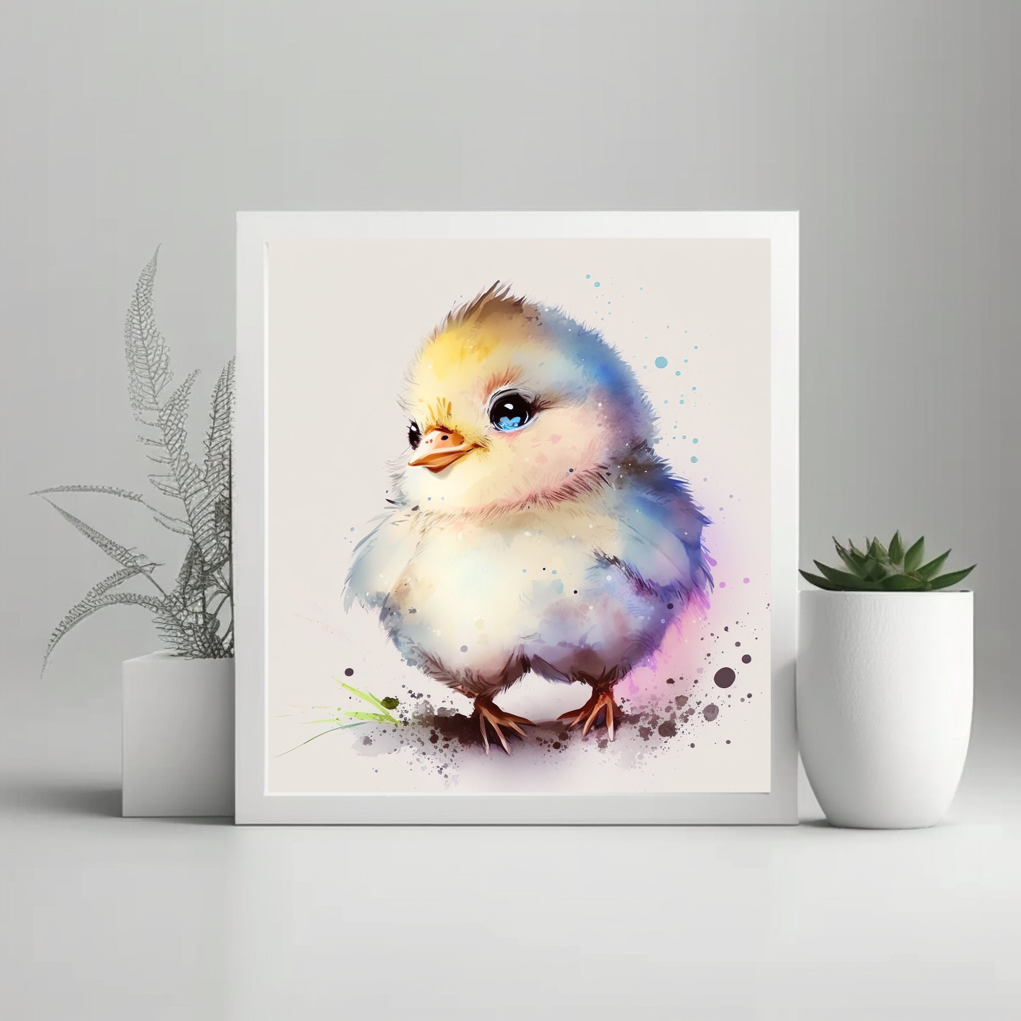 Cute Baby Chick Watercolor Clipart Nursery Decor Chicken Watercolor ...