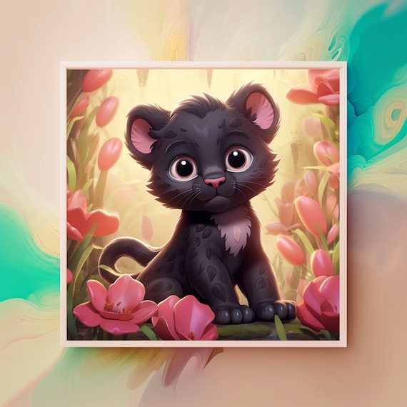 Black Panther Clipart Nursery Decor Baby Panther Cute Baby Animal Floral  Clipart Wall Decor Panther Illustration DIGITAL DOWNLOAD - Etsy Canada