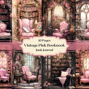 Vintage Pastel rosa libro esquina papel Digital biblioteca victoriana Scrapbooking rococó libro esquina basura diario papel Shabby Chic