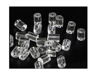 Earring Backs Silicone Cylindrical Transparent 4mm Rubber Jewellery Ear Findings