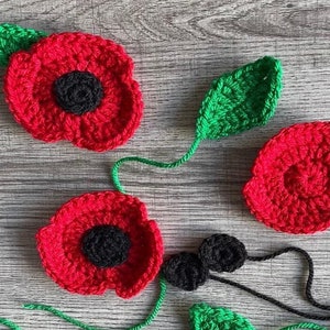 Digital PDF file - crochet pattern for Red Poppy flower. Remembrance Day.