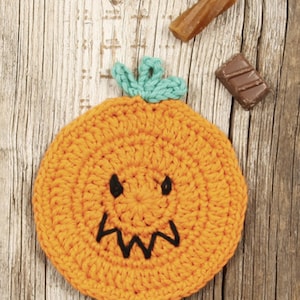 Digital PDF crochet pattern for Halloween Pumpkin Coasters
