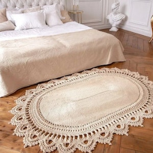 Pattern Crochet large oval rug from cord. Text description of each row in English + video tutorial (only subtitles) LaceCameoMax rug
