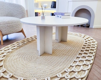 Crochet oval rug tutorial. Text description of each row in English, scheme, video tutorial (Not in English). Lacemats pattern. Home decor.