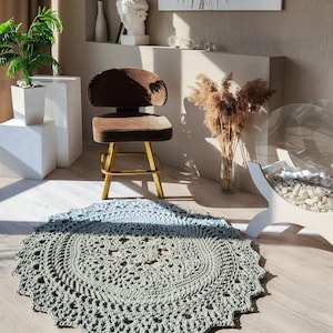 Pattern round rug from cord or T-shirt Yarn, crochet rug pattern, crochet home decor, rug crochet pattern with volume elements. LaceFlower