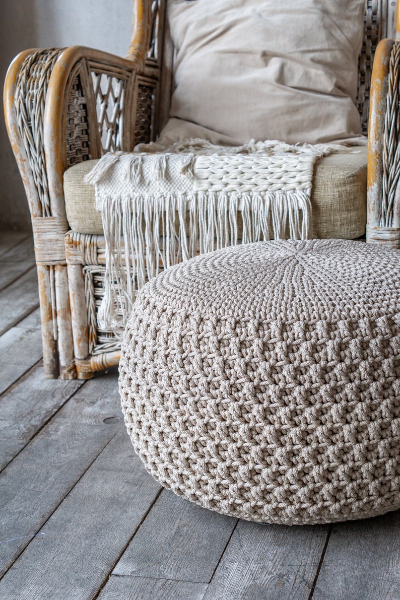 Crochet pattern SET Crochet Pouf & Round Rug, crochet pouf pattern, crochet round rug tutorial,For bathroom, bedroom, nursery or living room image 7