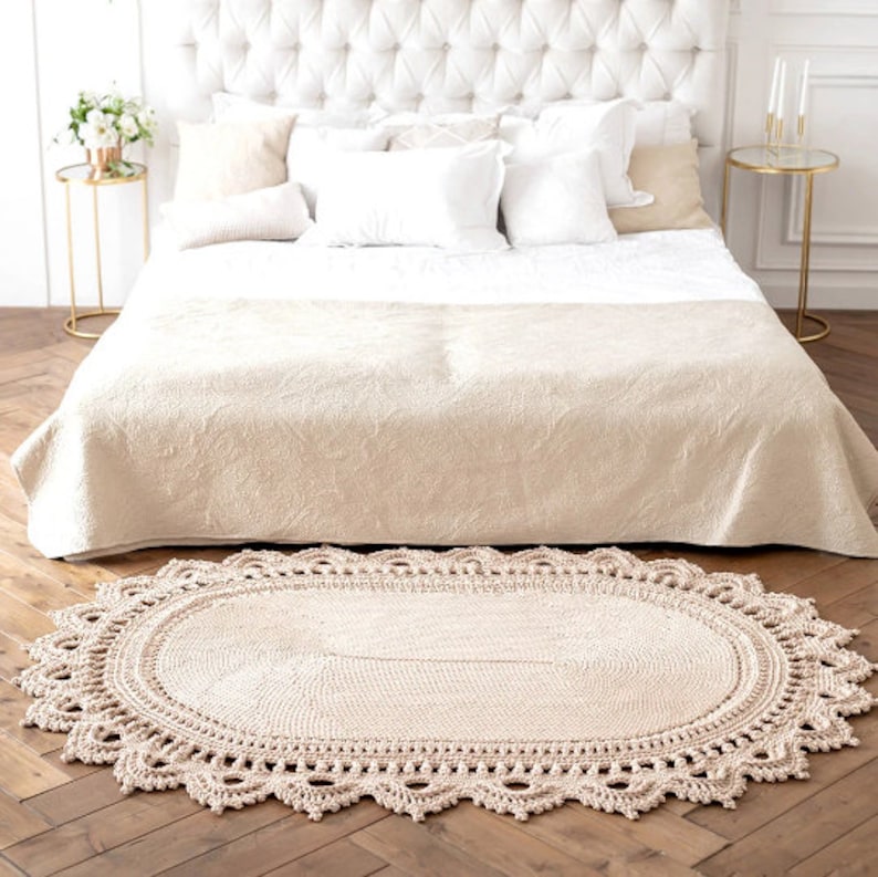 Pattern Crochet Large Oval Rug From Cord. Text Description of Etsy