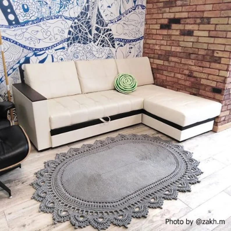 Pattern Crochet Large Oval Rug From Cord. Text Description of Etsy