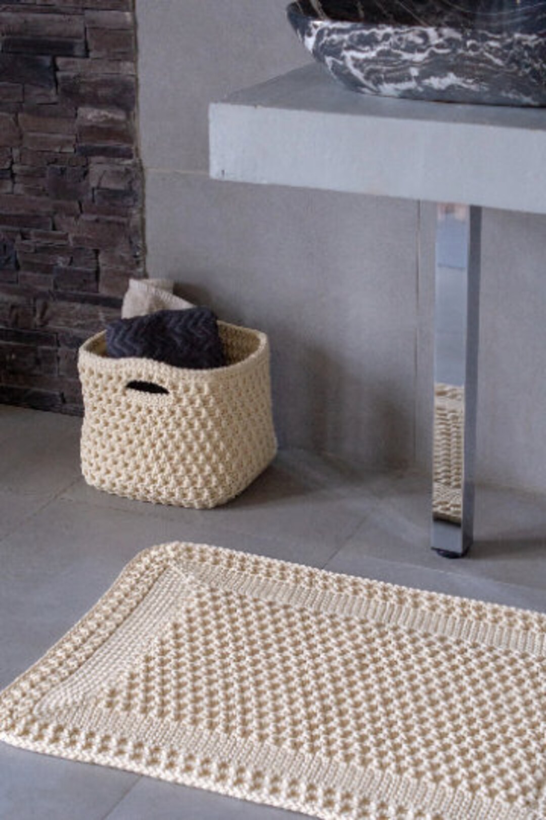 Crochet Pattern SET Square Basket & Rug, Crochet Basket Pattern ...