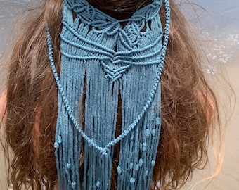 Makramee Diadem Textbeschreibung und Video-Tutorial in englischer Sprache PDF, DIY Boho Schleier, Handcraft Pattern Digitale Anleitung, Sofort-Download