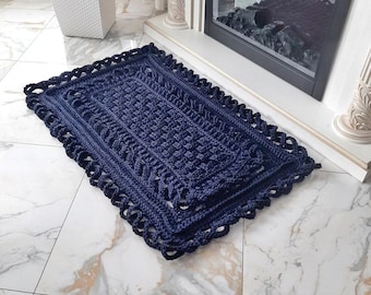 Pattern rug from cord or T-shirt Yarn,  crochet rug pattern, crochet home decor, rug crochet pattern with volume elements LacePie