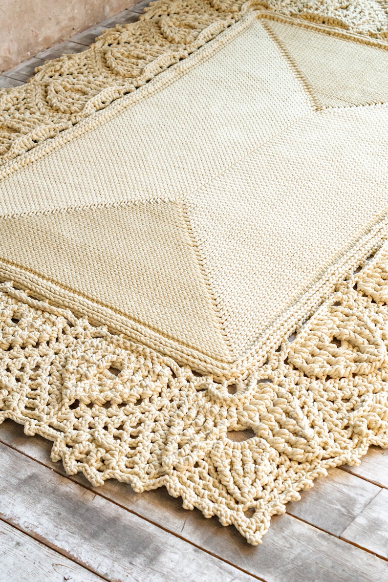 Crochet Square Rug Tutorial. Text Description of Each Row in Etsy