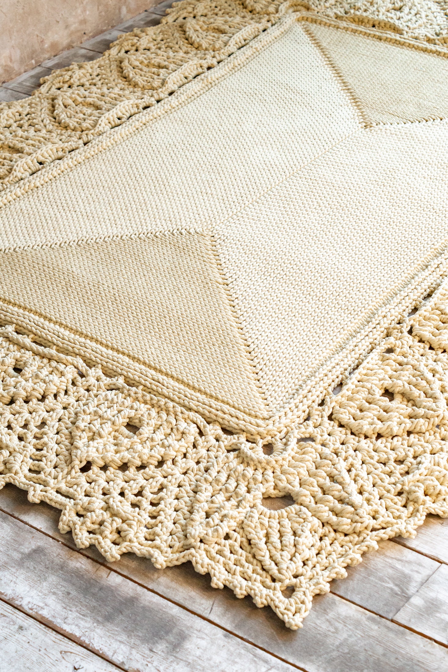 Crochet Square Rug Tutorial. Text Description of Each Row in English ...