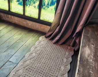 Patrón de crochet para alfombra estrecha con cordón o trapillo, decoración del hogar, patrón de crochet para alfombra con trenzas. Tutorial de alfombra.