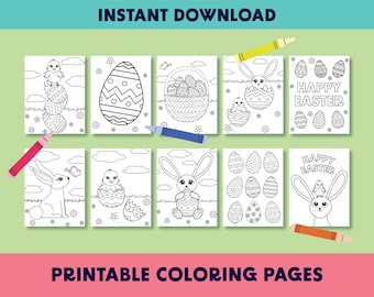 Downloadable Easter Coloring Pages - Set of 11 Printable Sheets with Bunnies, Chickens, and Eggs - Perfect for Spring Crafts and Activities!