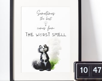 Funny Skunk Bathroom Print, Comical Quote, Matte Animal Art
