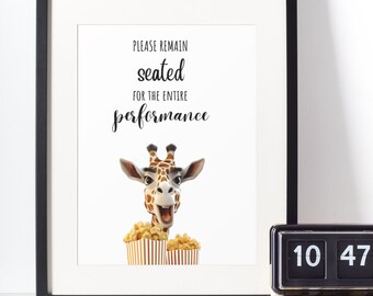 Funny Giraffe Bathroom Art Print, Humorous Animal Quote