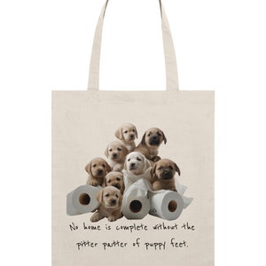 Cotton Tote shoulder bag with dog digital print with text comes in different colors perfect bag for shopping or as a gift for her or him