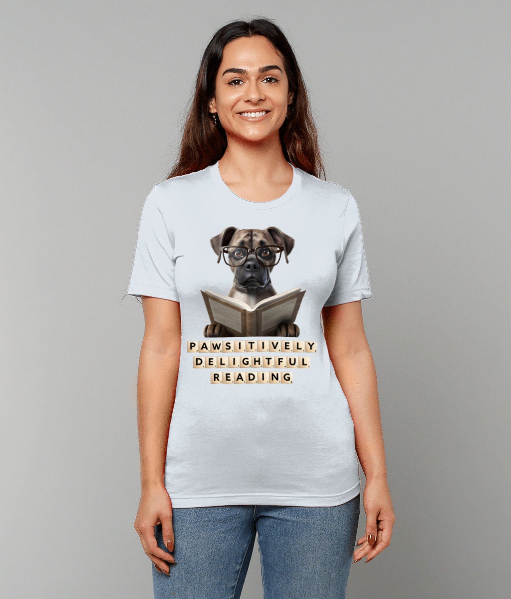 Cute Dog Reading With Scrabble Tiles Unisex T-shirt Quote