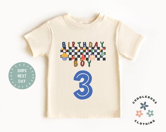 Third Birthday Boy Kids Shirt - Three Boys Birthday Tee - Birthday Boy Gift - Retro - Gift For Boy - Toddler Boy Birthday - Kids Birthday