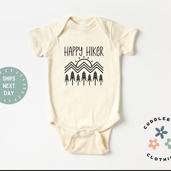 Happy Hiker Baby Onesies® Bodysuit - Hiking Buddy Baby - Adventure - Outdoor Lover - Camping - Explore Nature - Baby Gift - Natural Bodysuit