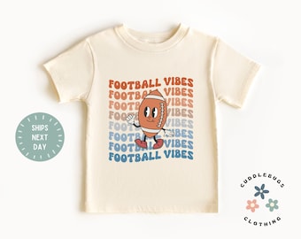 Football Vibes Toddler Shirt - Cute Retro Football Tee - Game Day Shirt - Gift for Toddler Boy Girl  - Natural Toddler Tee