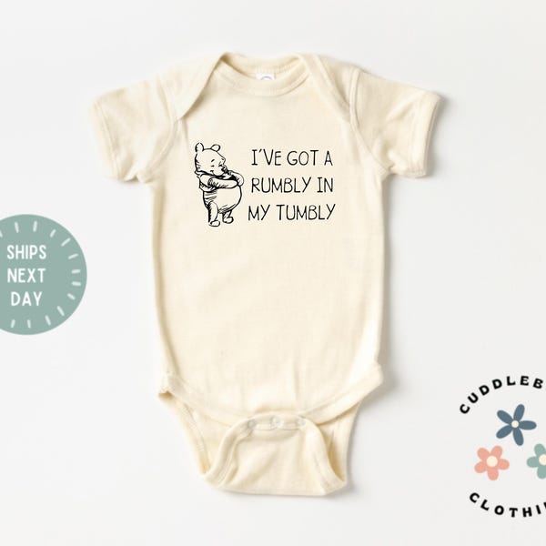 Winnie The Pooh Baby ONESIES® Bodysuit - Cute Pooh Bear Rumbly In My Tumbly Baby ONESIE® - Baby Girl Gift - Baby Boy Gift - Baby Shower Gift