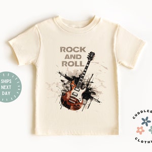 Rock and Roll Toddler Shirt - Music Lovers Guitar Shirt -  I'm With The Band - Rock Band Member Kids Tee - Boy Girl Gift - Natural Kids Top