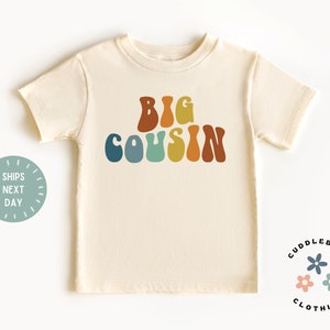 Retro Rainbow Big Cousin Toddler Shirt - Cousin Kids Shirt - Cousin Crew - Matching Cousins Natural Kids Tee - Boy Girl Cousin - Unisex