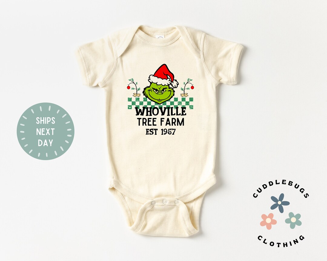 Grinch Christmas Baby Onesies® Bodysuit Whoville Tree Farm Grinch