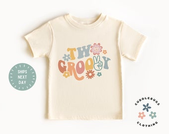 Two Groovy Toddler Girl Birthday Shirt - Retro 2nd Birthday Tee