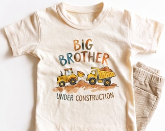 Big Brother Under Construction Kids Shirt - Cute Construction Truck Toddler Tee