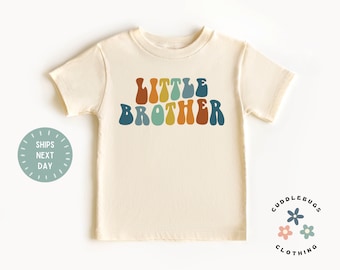 Little Brother Toddler Shirt - Retro Brother Kids Shirt - Vintage Sibling Boys Tee - Natural Toddler Tee