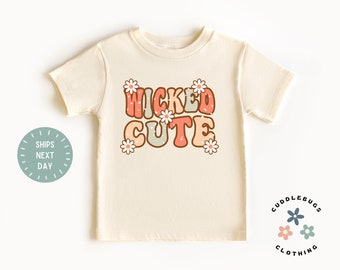 Wicked Cute Kids Halloween Shirt - Retro Toddler Girl Halloween Tee - Cute Sooky Season Fall Girls Top - Gift for Girl - Happy Halloween