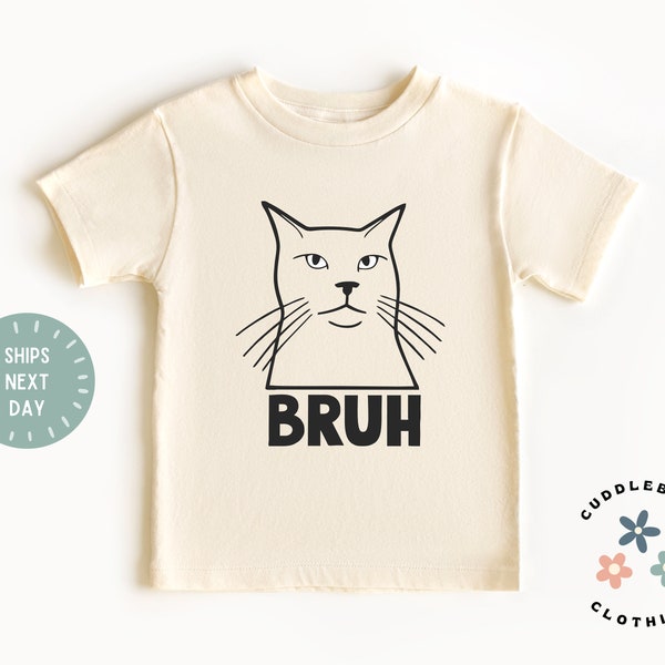 Bruh Cat Kids Shirt - Funny Animal Toddler Tee - Cat Lover Shirt - Boy Girl Birthday Gift - Cute Bruh Shirt - Back to School Gift for Kids