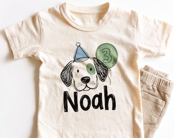 Personalized Puppy Dog Birthday Kids Shirt - Custom 3rd Birthday Toddler Tee