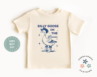 Silly Goose Kids Shirt - Silly Goose On The Loose Kids Tee - Funny Farm Animal Shirt - Cute Gift for Boy - Birthday Boy Tee - Gift For Boy
