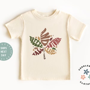 Fall Breeze and Autumn Leaves Kids Shirt - Retro Fall Toddler Girls Tee - Cute Thanksgiving Top - Gift for Girl - Autumn Natural Toddler Tee