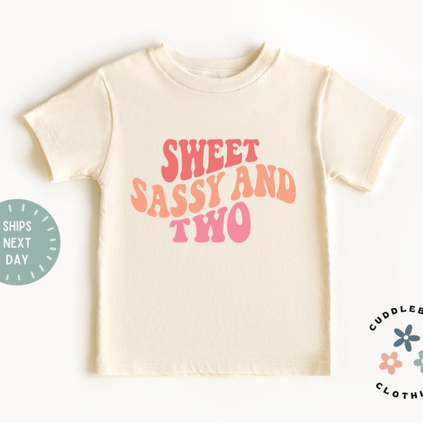 Sweet Sassy and Two Girls Birthday Shirt - - Retro Girls Second Birthday Shirt - Two Year Old Girl Natural Tee - Girl Birthday gift