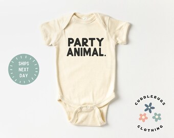 Birthday Party Animal Baby ONESIES® Brand Bodysuit Party Animal - Funny Baby Shower Gift - Baby Boy Girl Birthday - Natural Bodysuit