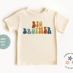 Big Brother Toddler Shirt - Retro Brother Kids Shirt - Vintage Sibling Boys Tee - Natural Toddler Tee