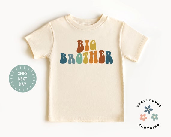 Big Brother Toddler Shirt - Retro Brother Kids Shirt - Vintage Sibling Boys Tee - Natural Toddler Tee