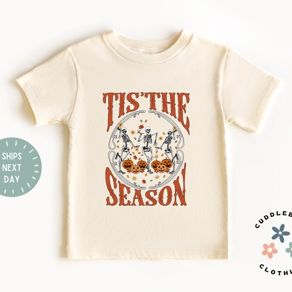 Halloween Kids Shirt - Tis The Season Skeletons Kids Tee - Trick or Treat Kids Shirt - Happy Halloween - Boy Girl Gift - Kids Natural Tee