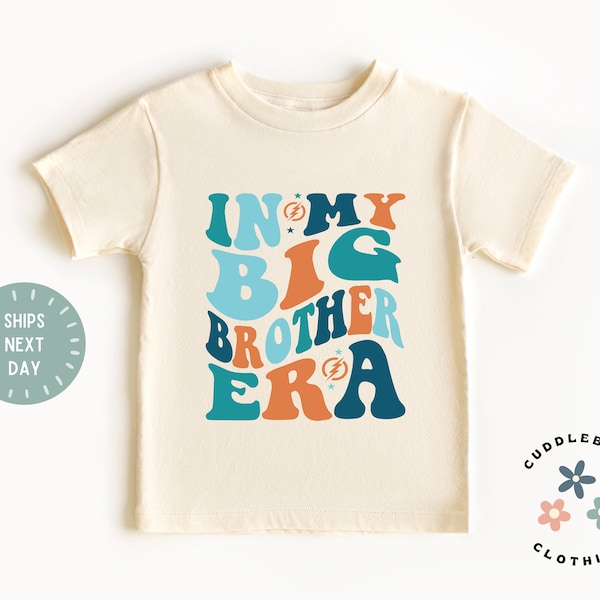 Big Brother Kids Shirt - Retro In My Big Brother Era Kids Tee - Matching Brother Shirt - Natural Kids Tee - Promoted to Big Brother