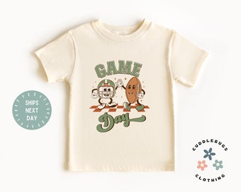 Game Day Toddler Shirt - Cute Football Kids Tee - Retro Fall Toddler Boy - Football Lover Tee - Gift for Toddler - Natural Toddler Tee