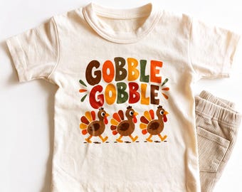 Gobble Gobble Kids Shirt - Cute Thanksgiving Turkey Toddler Tee