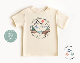 Adventure Awaits Let's Go Find It Kids Shirt - Cute Toddler Tee - Outdoor Lover - Camping - Hiking - Mountains - Natural Kids Shirt